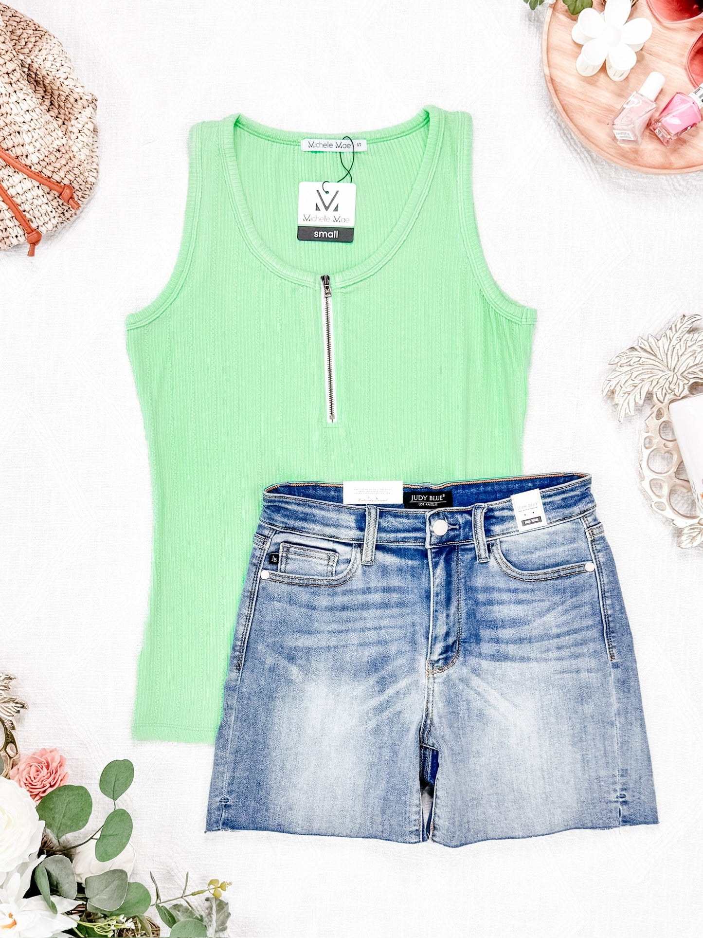 IN STOCK Mila Zipper Tank - Lime FINAL SALE
