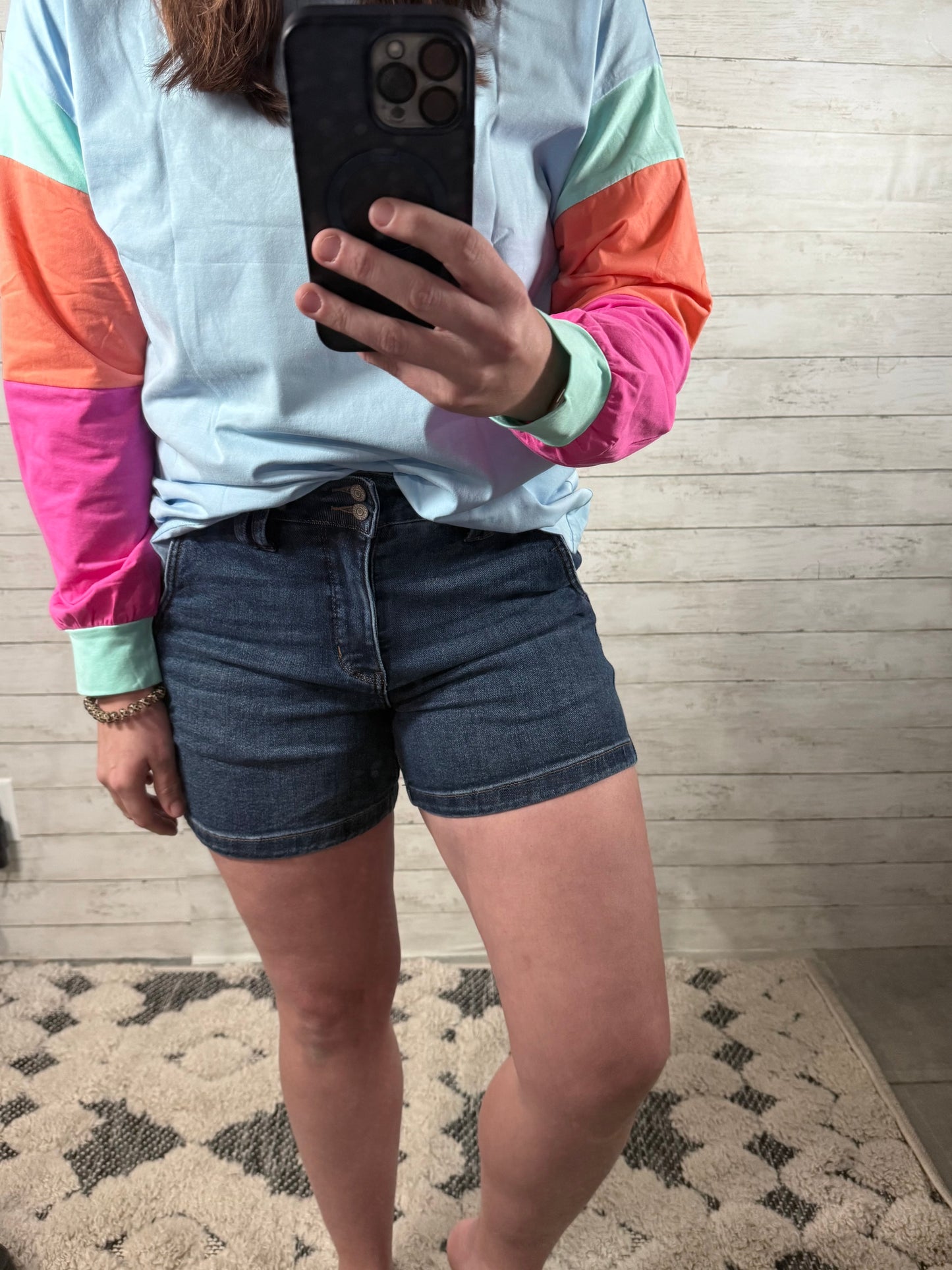 Judy Blue Full Size Double Button Waistband Denim Shorts Plus Size