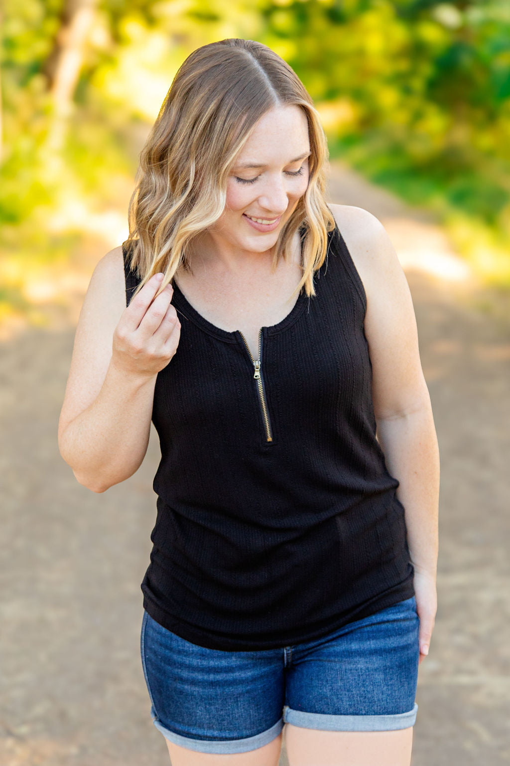 IN STOCK Mila Zipper Tank - Black FINAL SALE