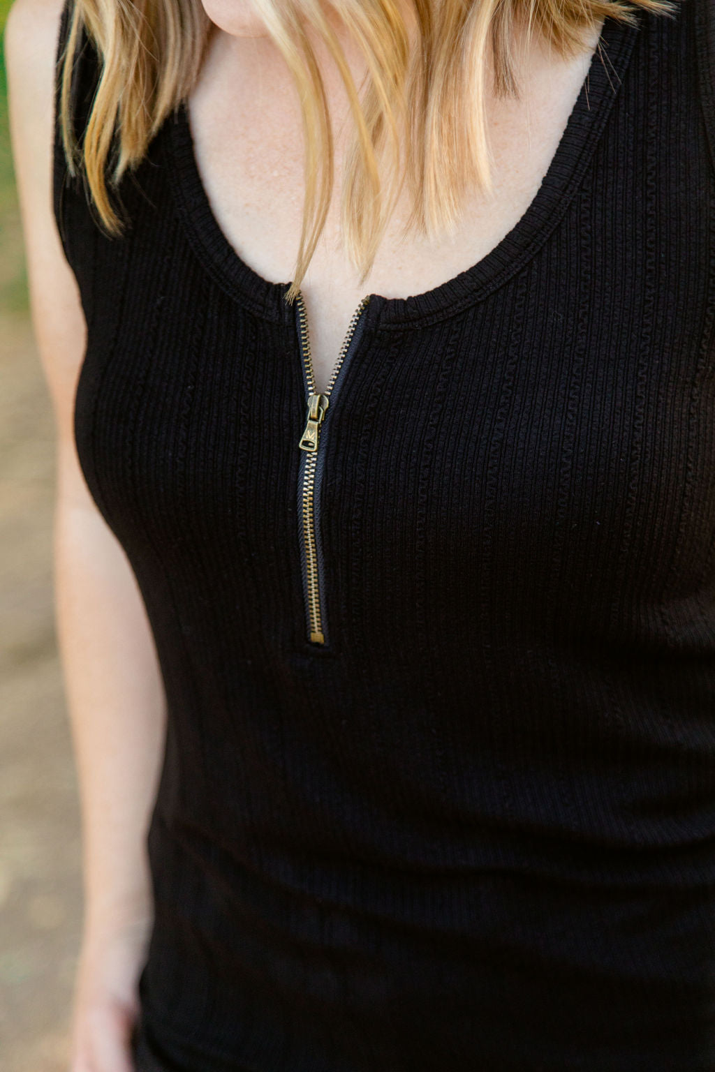IN STOCK Mila Zipper Tank - Black FINAL SALE