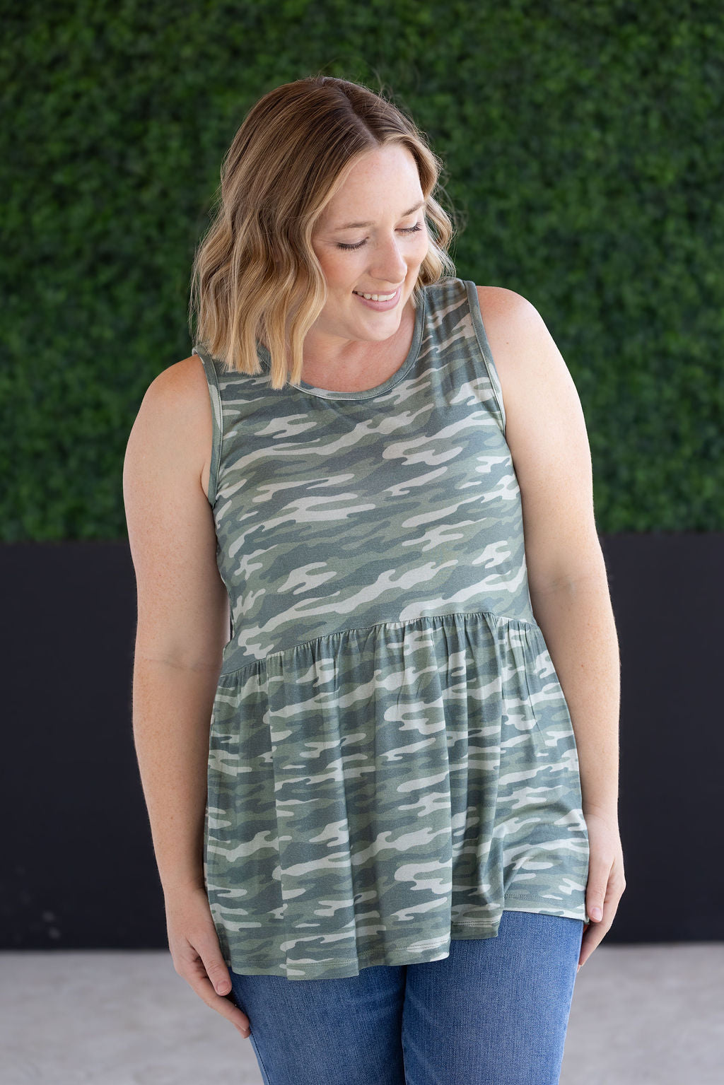IN STOCK Renee Ruffle Tank Top - Camo FINAL SALE