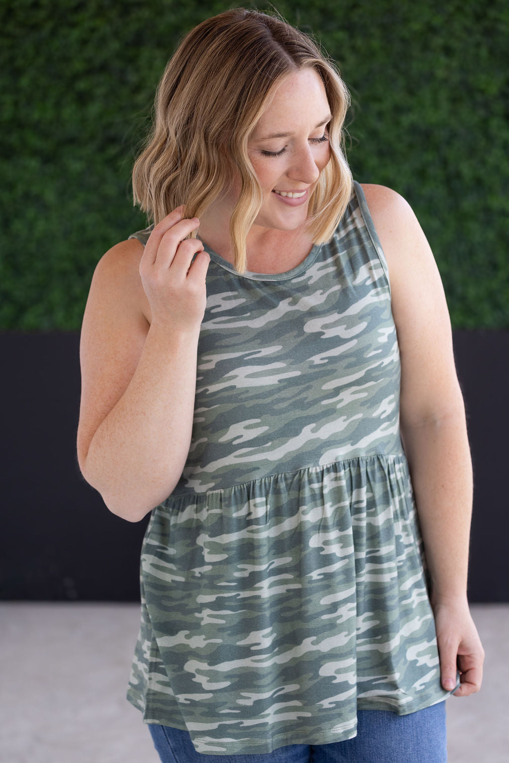IN STOCK Renee Ruffle Tank Top - Camo FINAL SALE