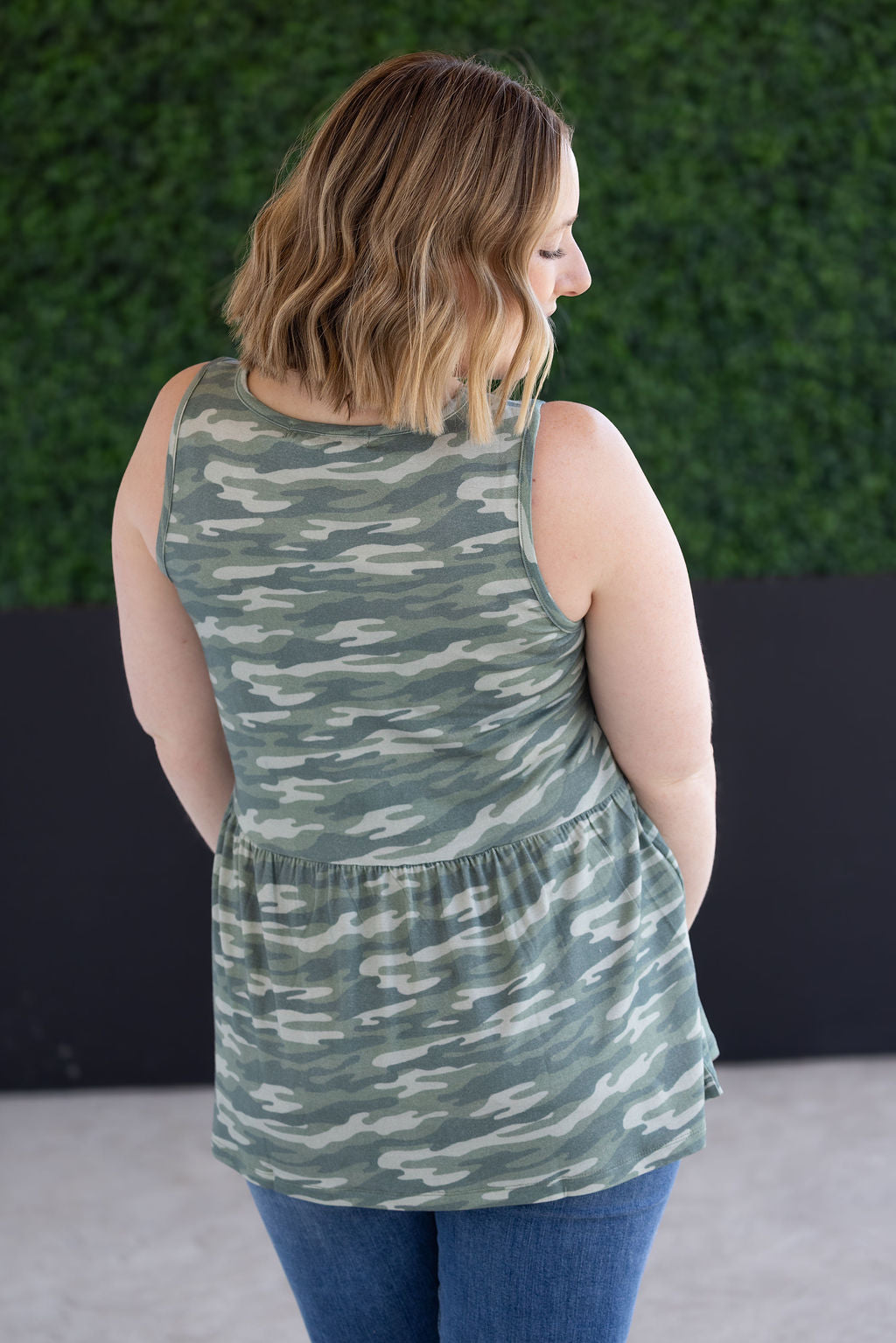 IN STOCK Renee Ruffle Tank Top - Camo FINAL SALE