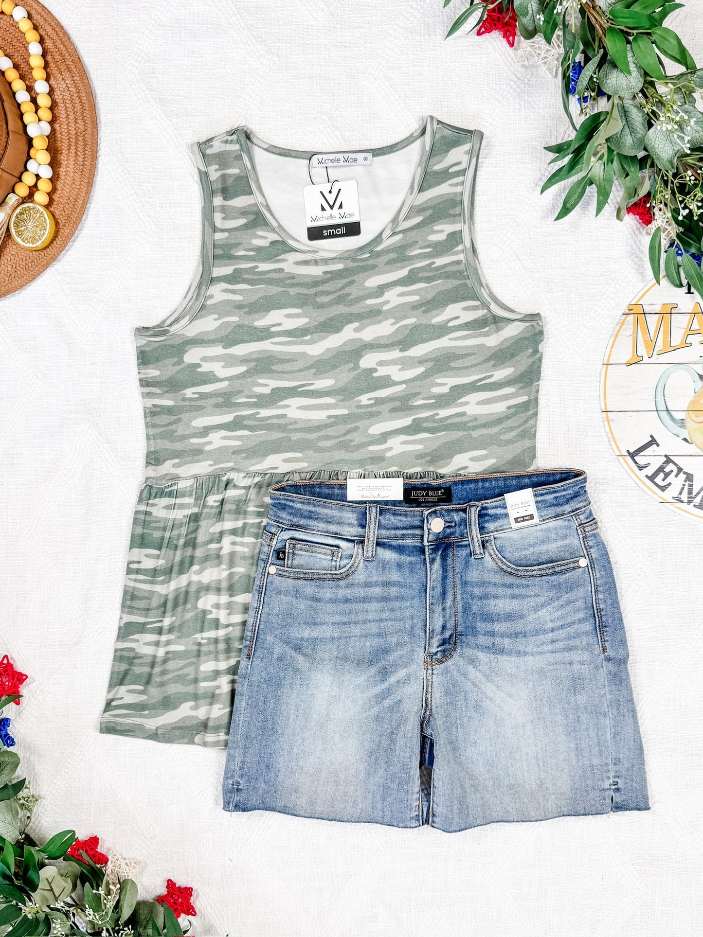 IN STOCK Renee Ruffle Tank Top - Camo FINAL SALE