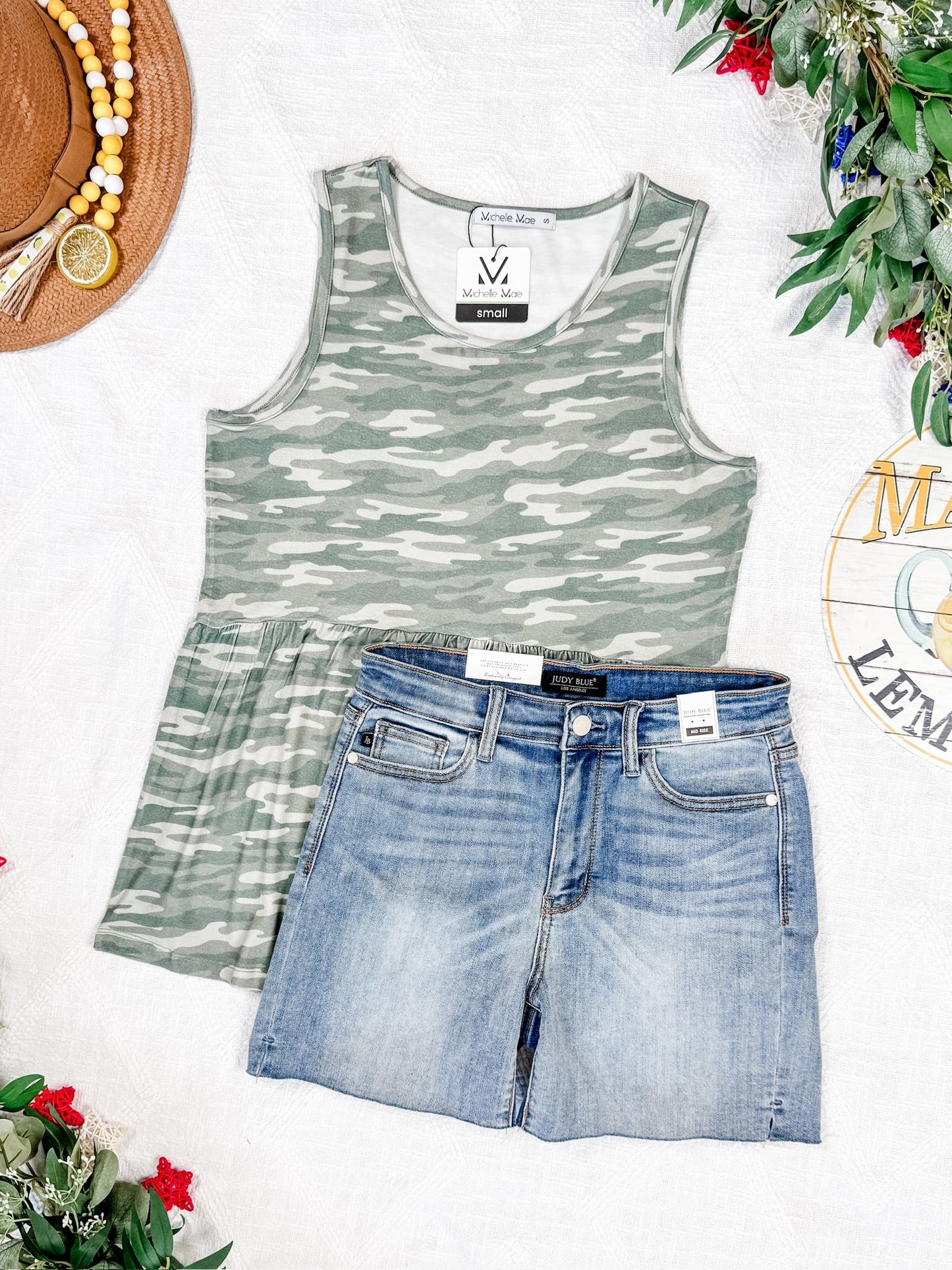 IN STOCK Renee Ruffle Tank Top - Camo FINAL SALE