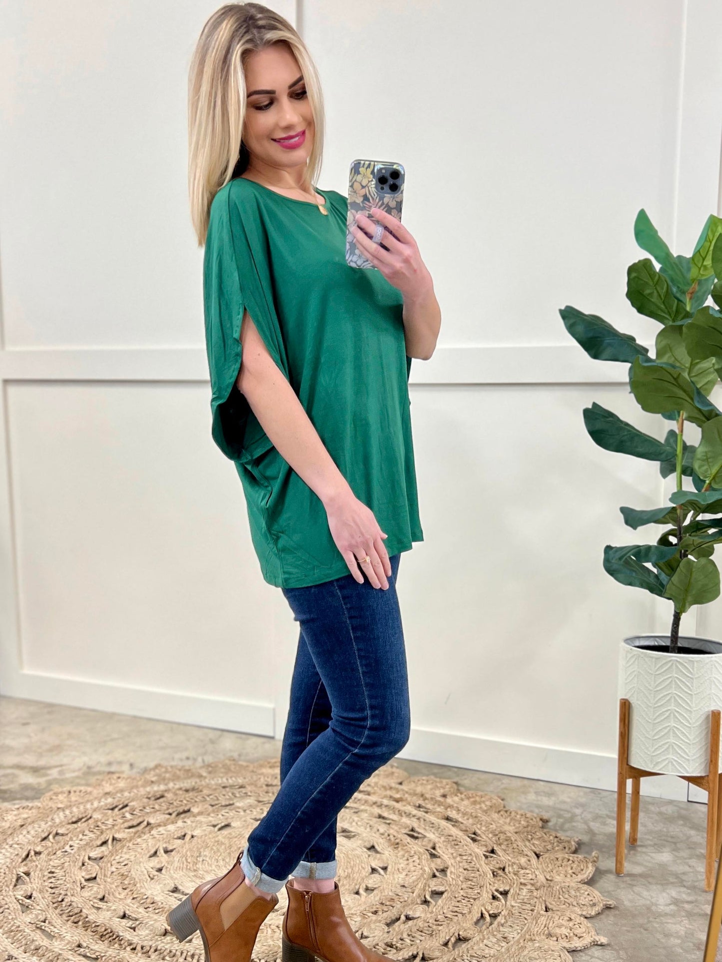 IN STOCK Darcy Dolman Top - Forest Green