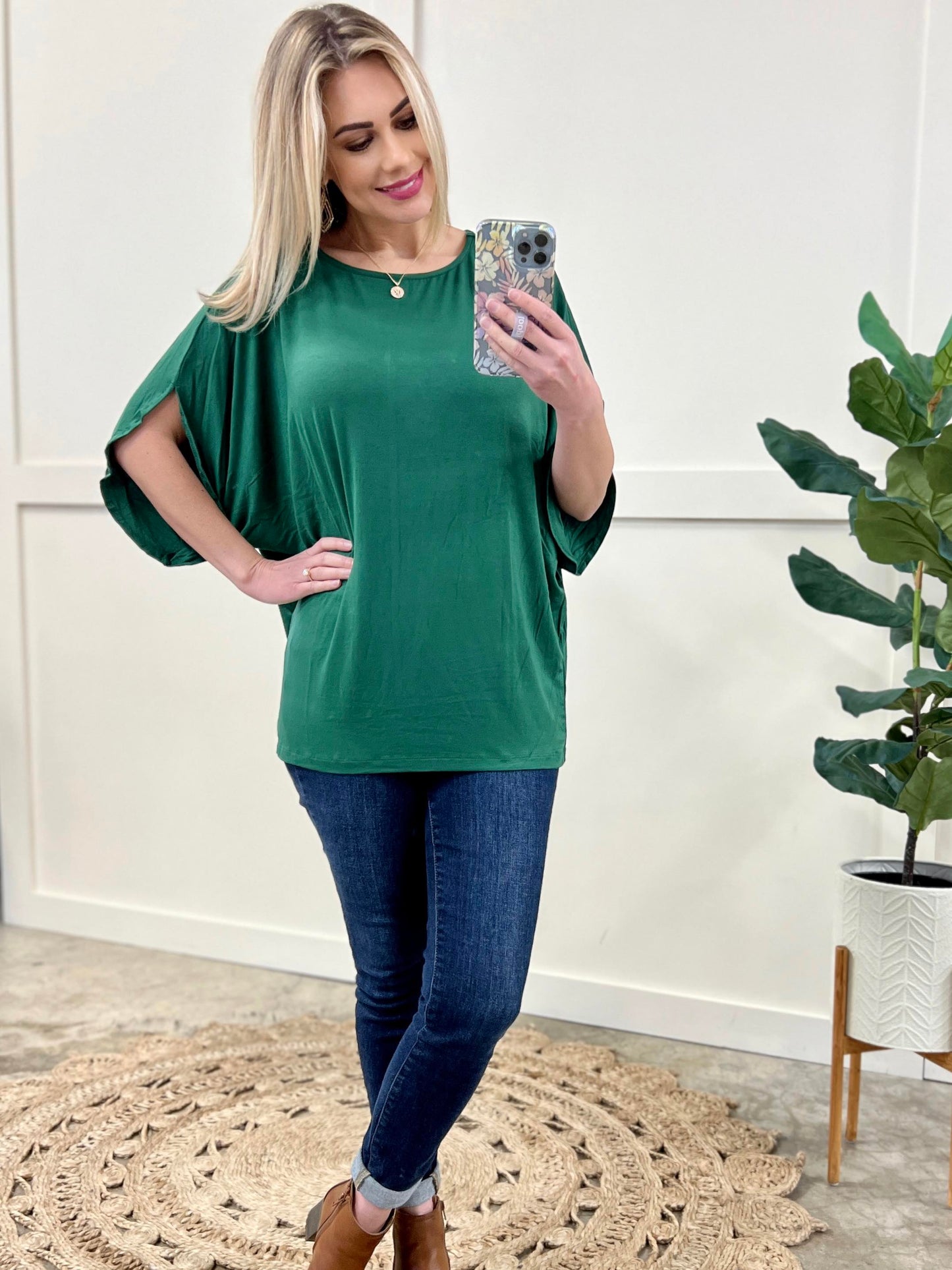 IN STOCK Darcy Dolman Top - Forest Green