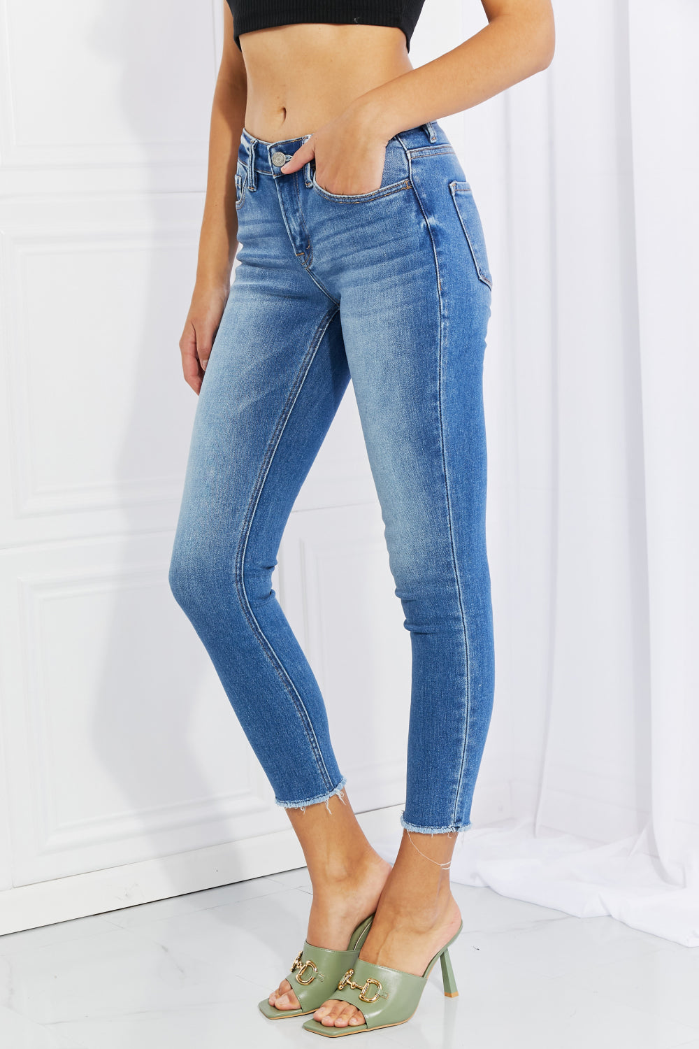 Vervet by Flying Monkey Never Too Late Full Size Raw Hem Cropped Jeans