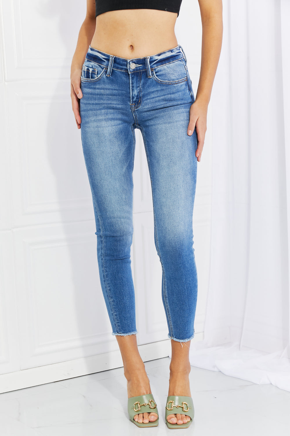 Vervet by Flying Monkey Never Too Late Full Size Raw Hem Cropped Jeans
