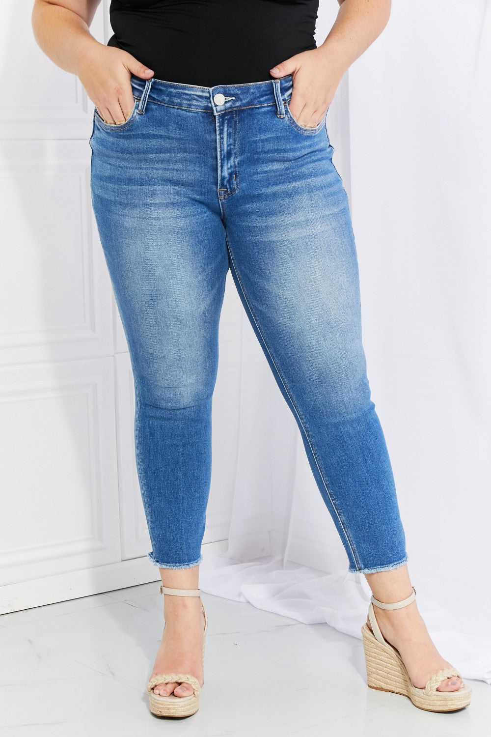 Vervet by Flying Monkey Never Too Late Full Size Raw Hem Cropped Jeans