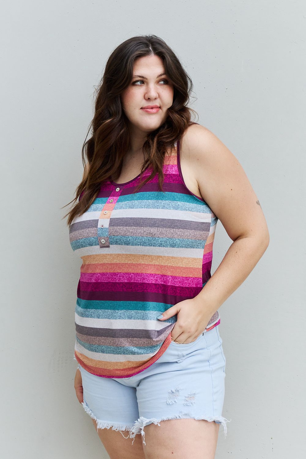 Heimish Love Me For Me Full Size Multicolored Striped Top