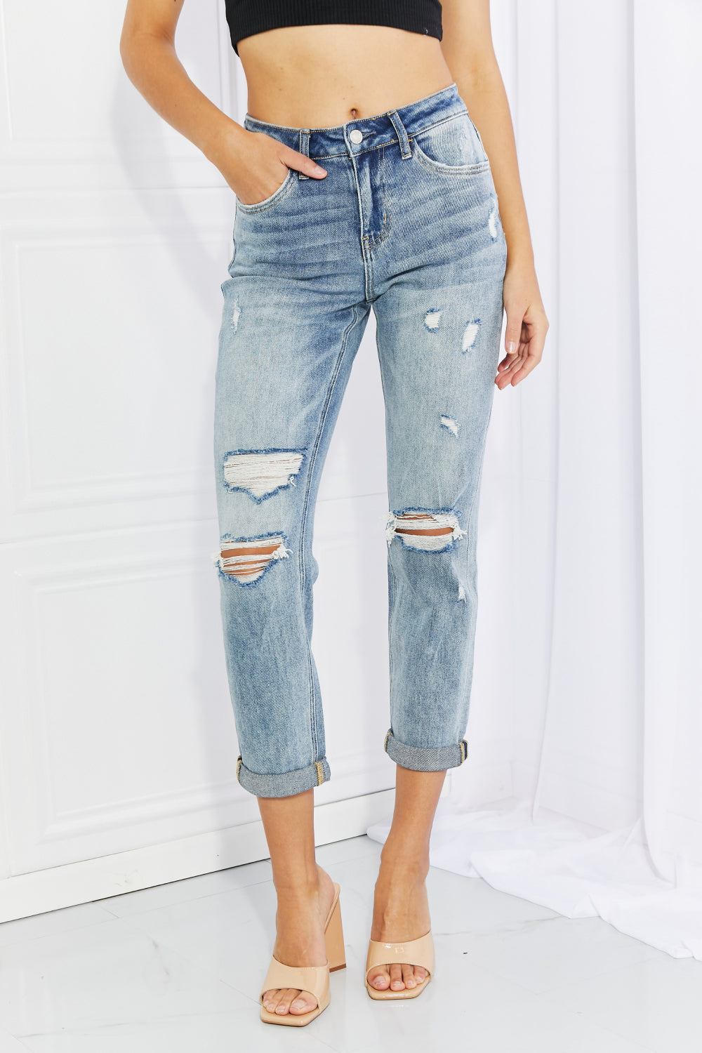 Vervet by Flying Monkey Let You Go Full Size Distressed Jeans