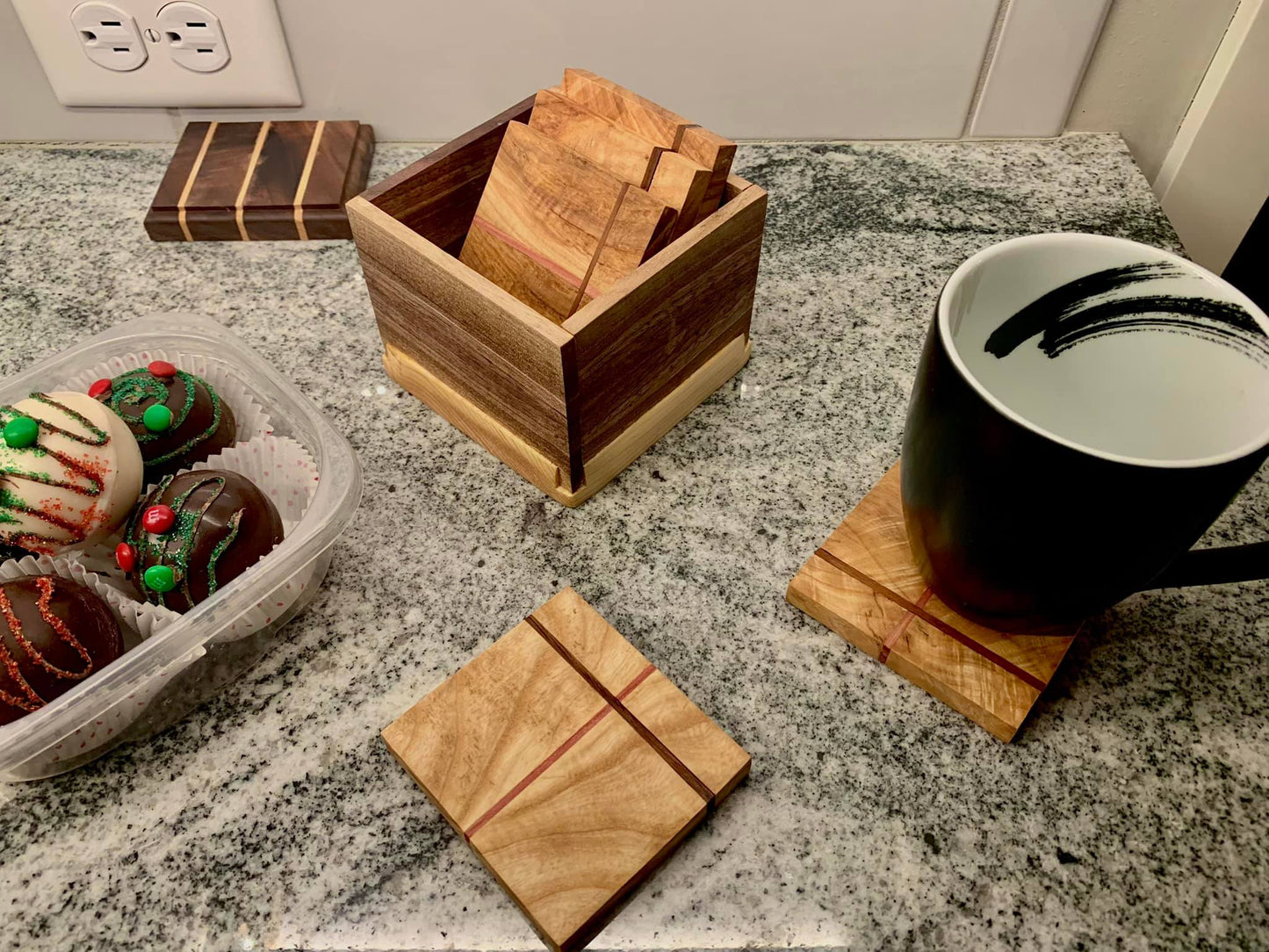 4pc Epoxy/Hardwood Coaster set