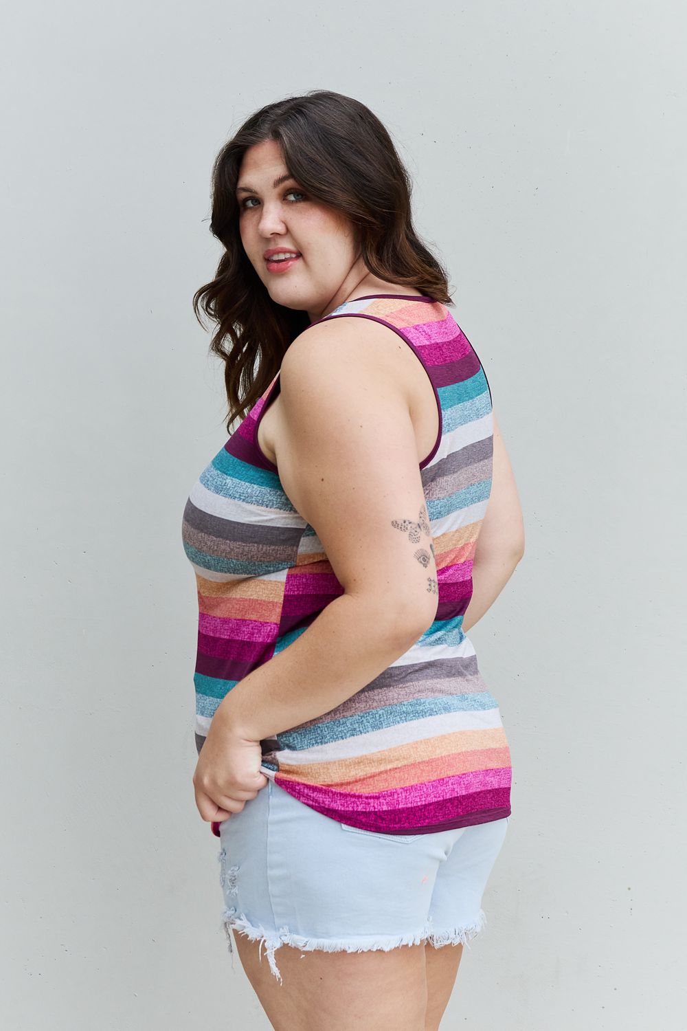 Heimish Love Me For Me Full Size Multicolored Striped Top