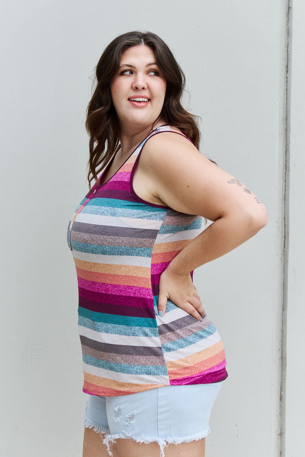 Heimish Love Me For Me Full Size Multicolored Striped Top