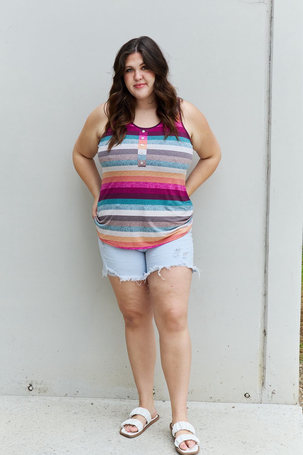 Heimish Love Me For Me Full Size Multicolored Striped Top
