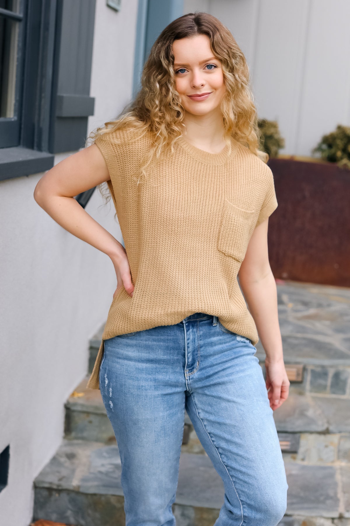 Best In Bold Taupe Dolman Ribbed Knit Sweater Top