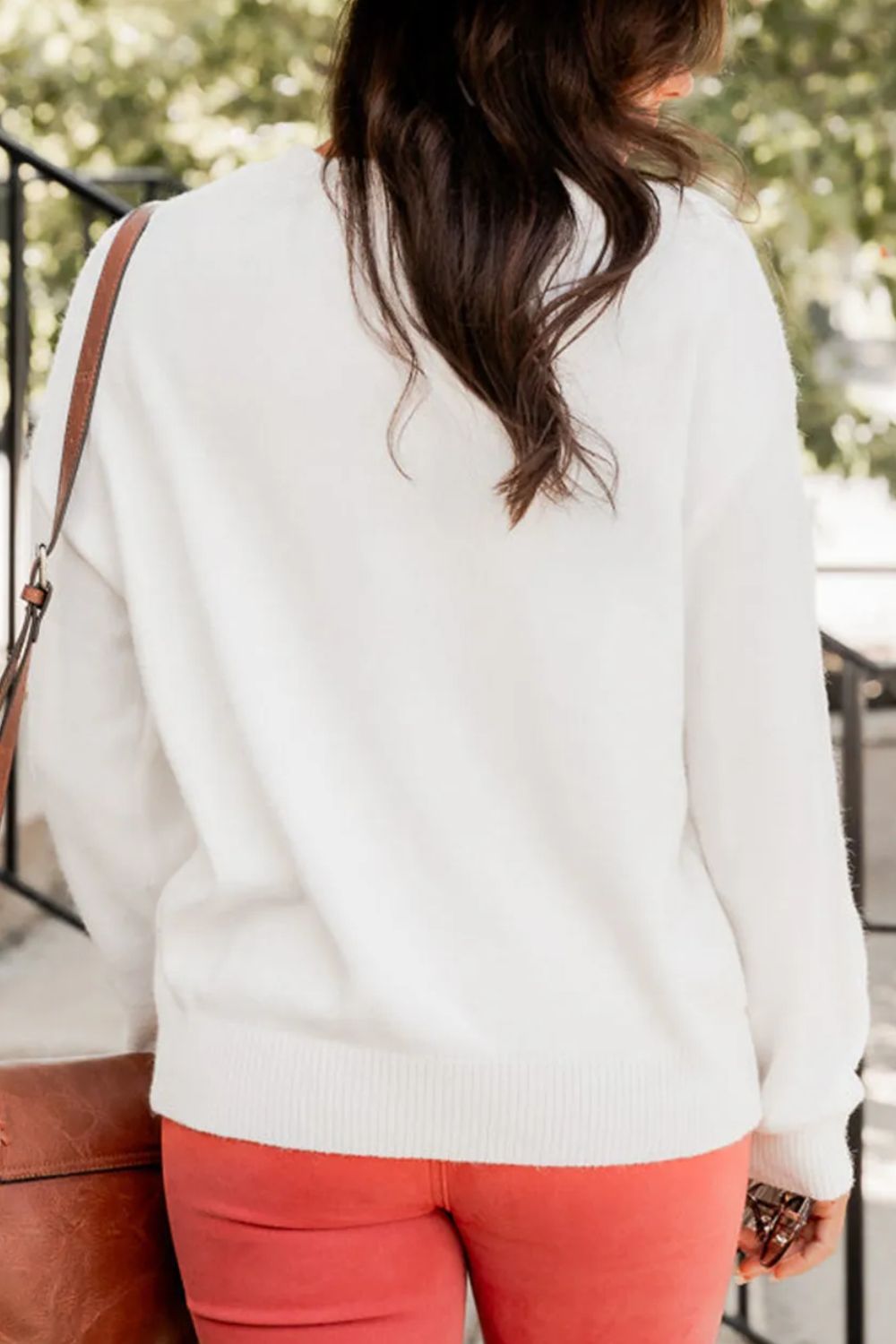 THANKFUL Round Neck Long Sleeve Knit Top