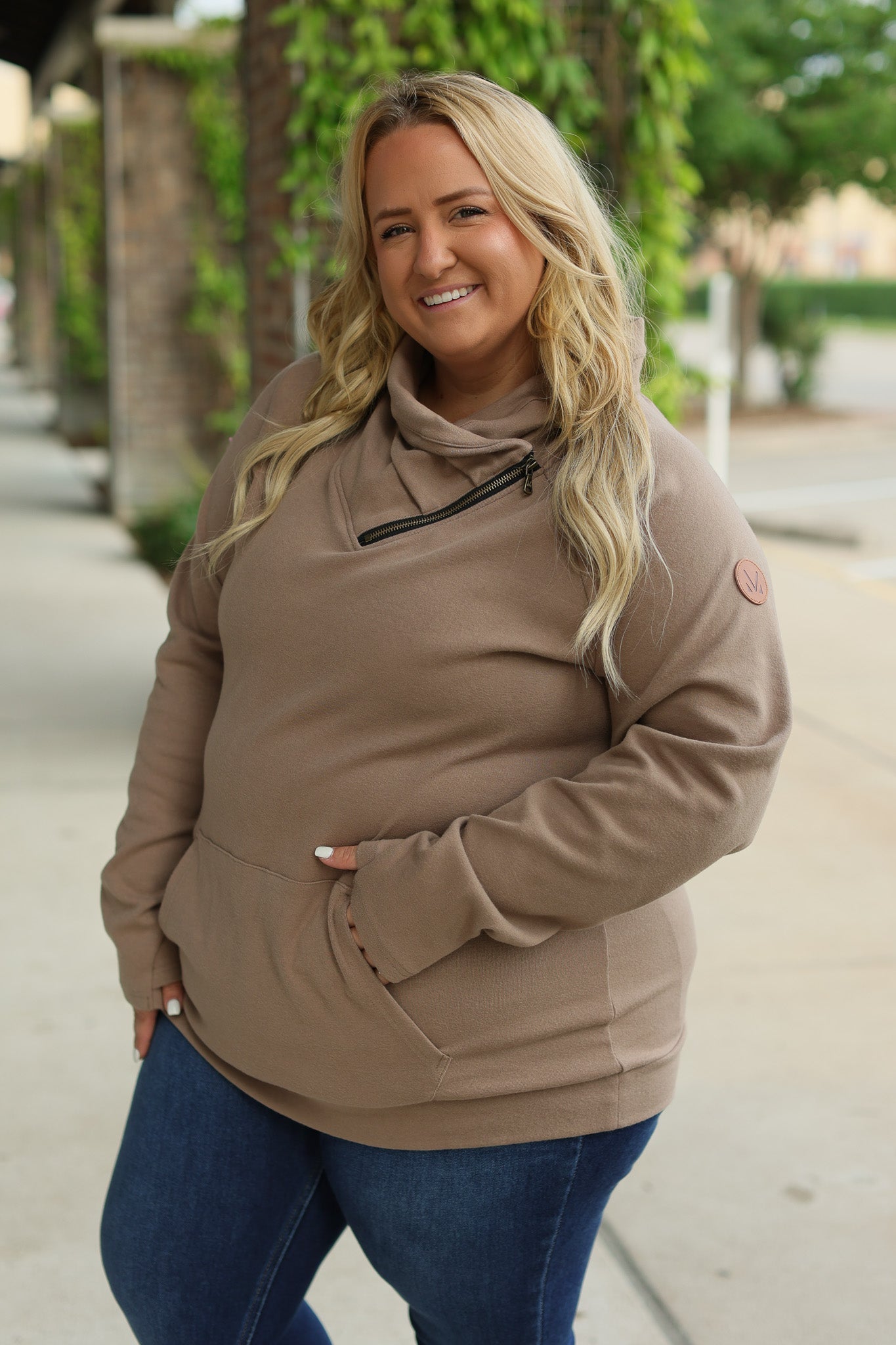 IN STOCK Classic Zoey ZipCowl Sweatshirt - Mocha FINAL SALE