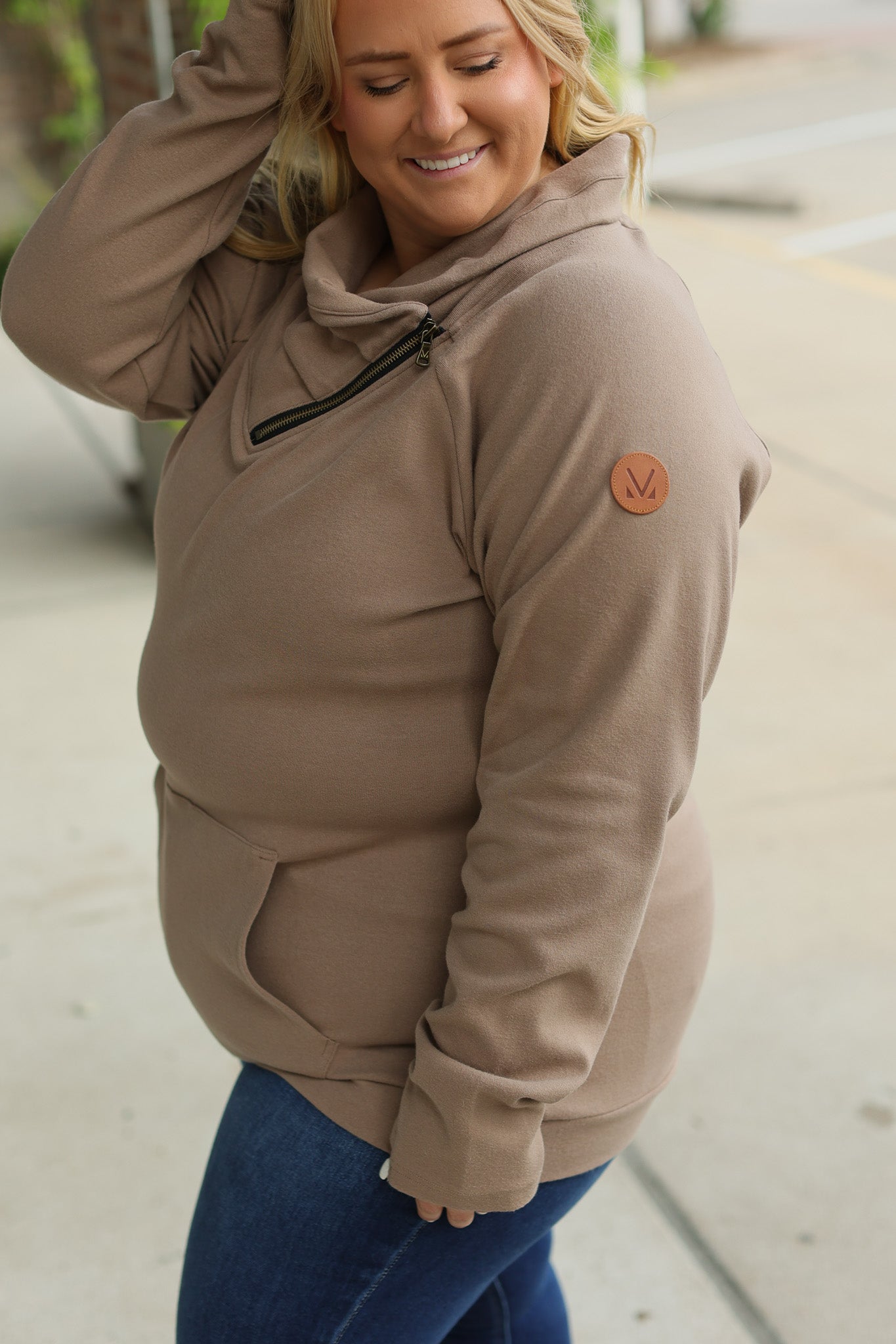 IN STOCK Classic Zoey ZipCowl Sweatshirt - Mocha FINAL SALE