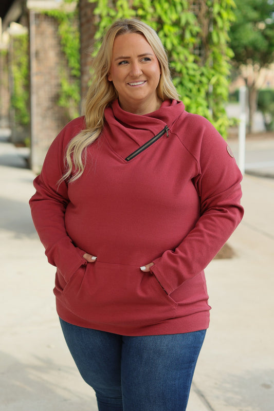 IN STOCK Classic Zoey ZipCowl Sweatshirt - Brick FINAL SALE