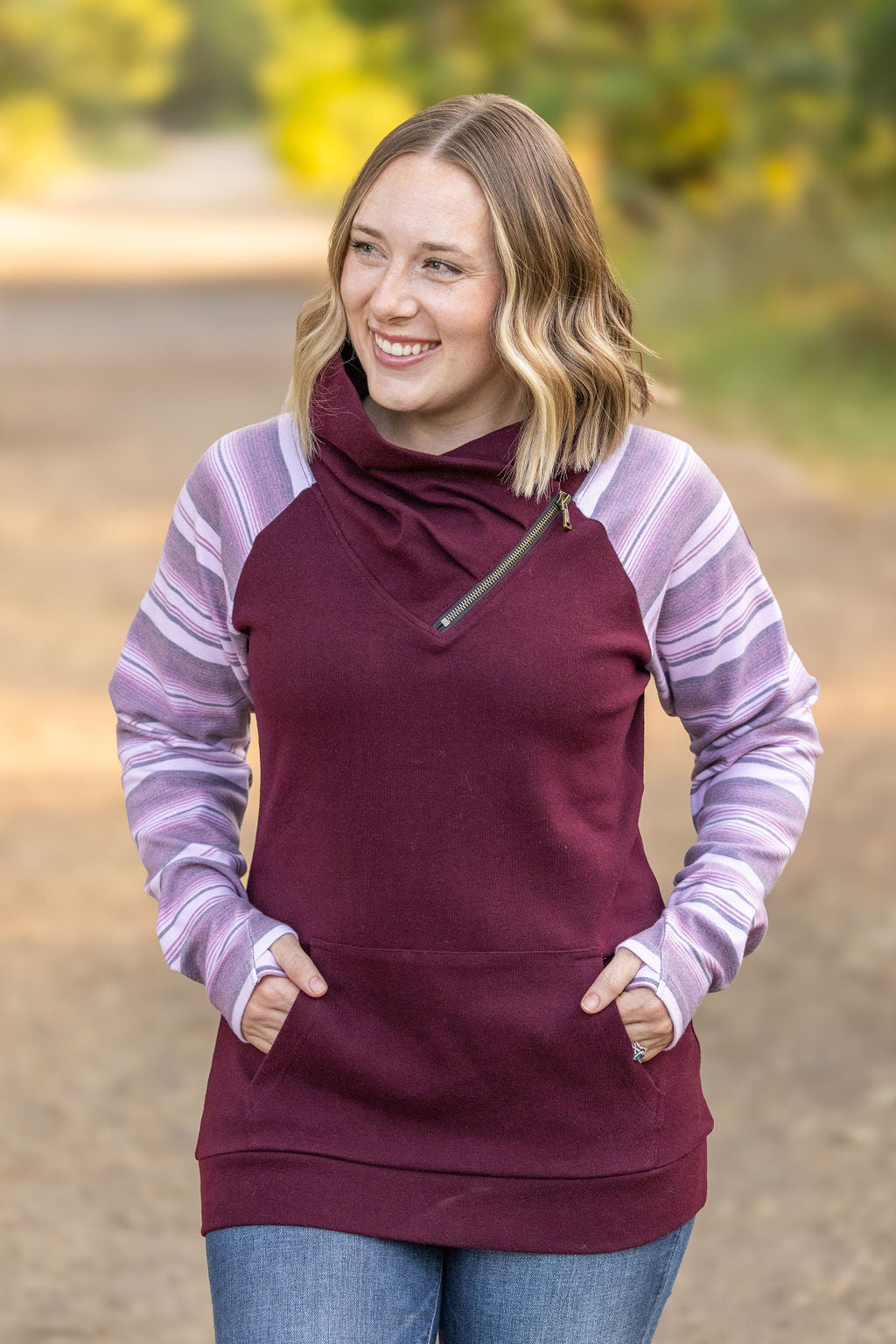 IN STOCK Classic Zoey ZipCowl Sweatshirt - Berry Serape