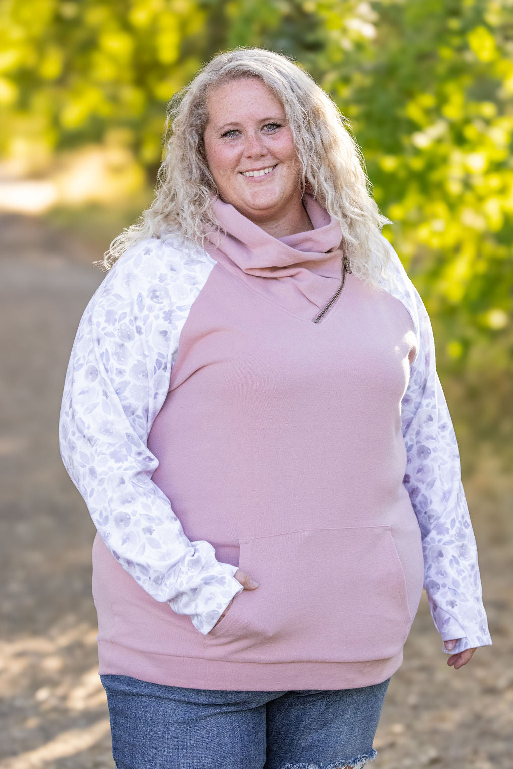 IN STOCK Zoey ZipCowl - Pink and Blush Floral