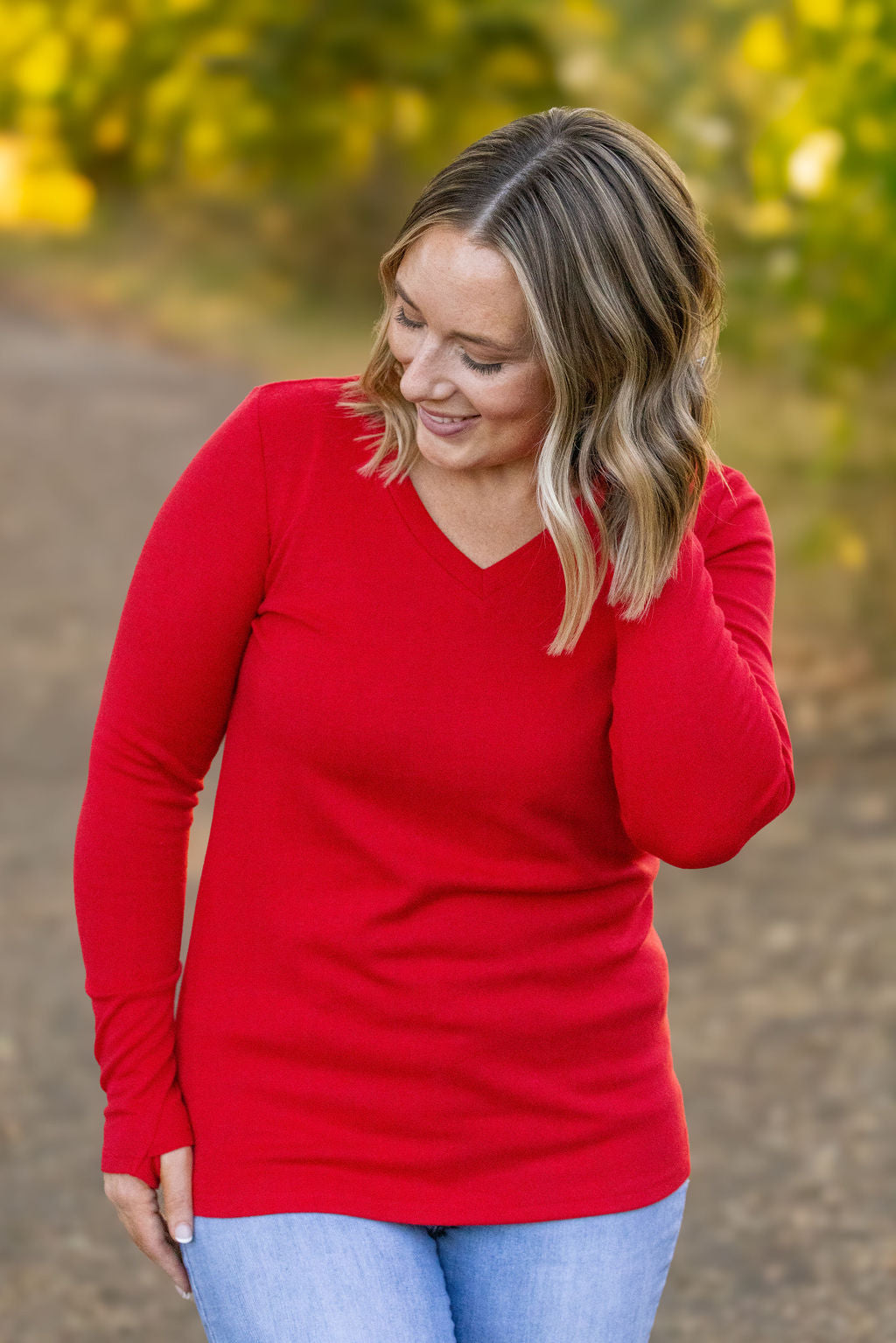 IN STOCK Leah Long Sleeve Top - Red FINAL SALE