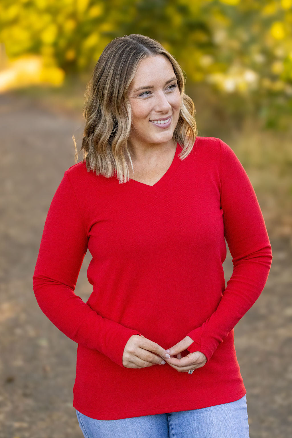 IN STOCK Leah Long Sleeve Top - Red FINAL SALE