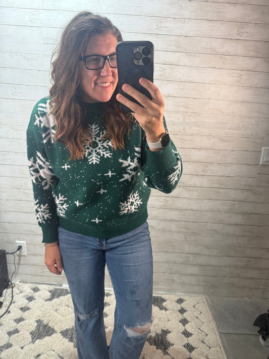 Snowflake Pattern Dropped Shoulder Sweater