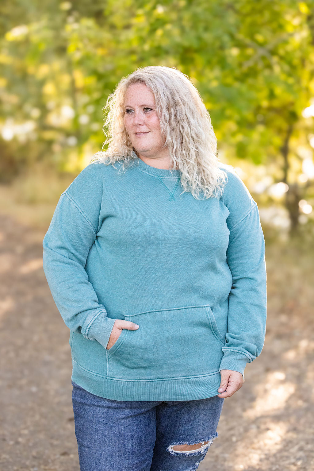 IN STOCK Vintage Wash Pocket Pullover - Teal