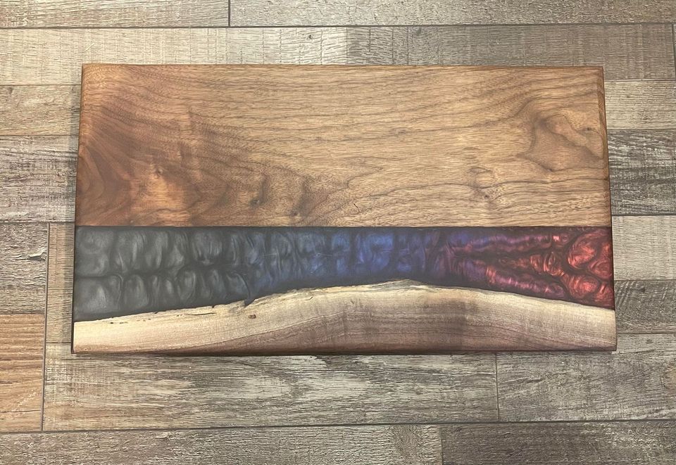 Custom Hardwood/Epoxy Cutting Boards