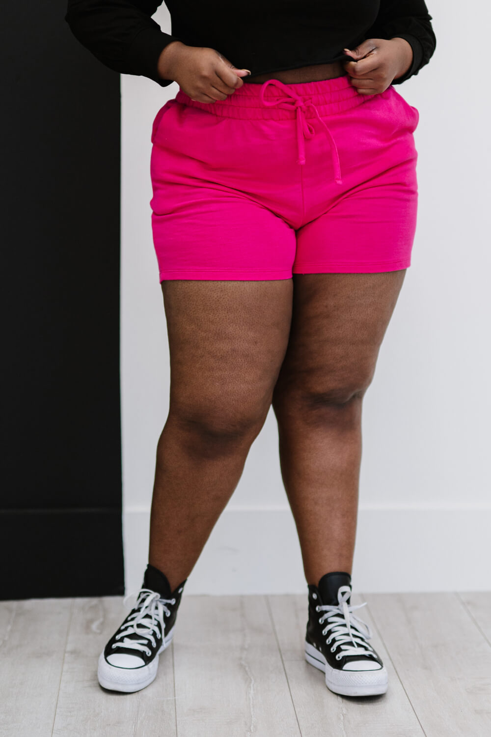 Zenana Just Chillin' Full Size Run Sweat Shorts in Pink