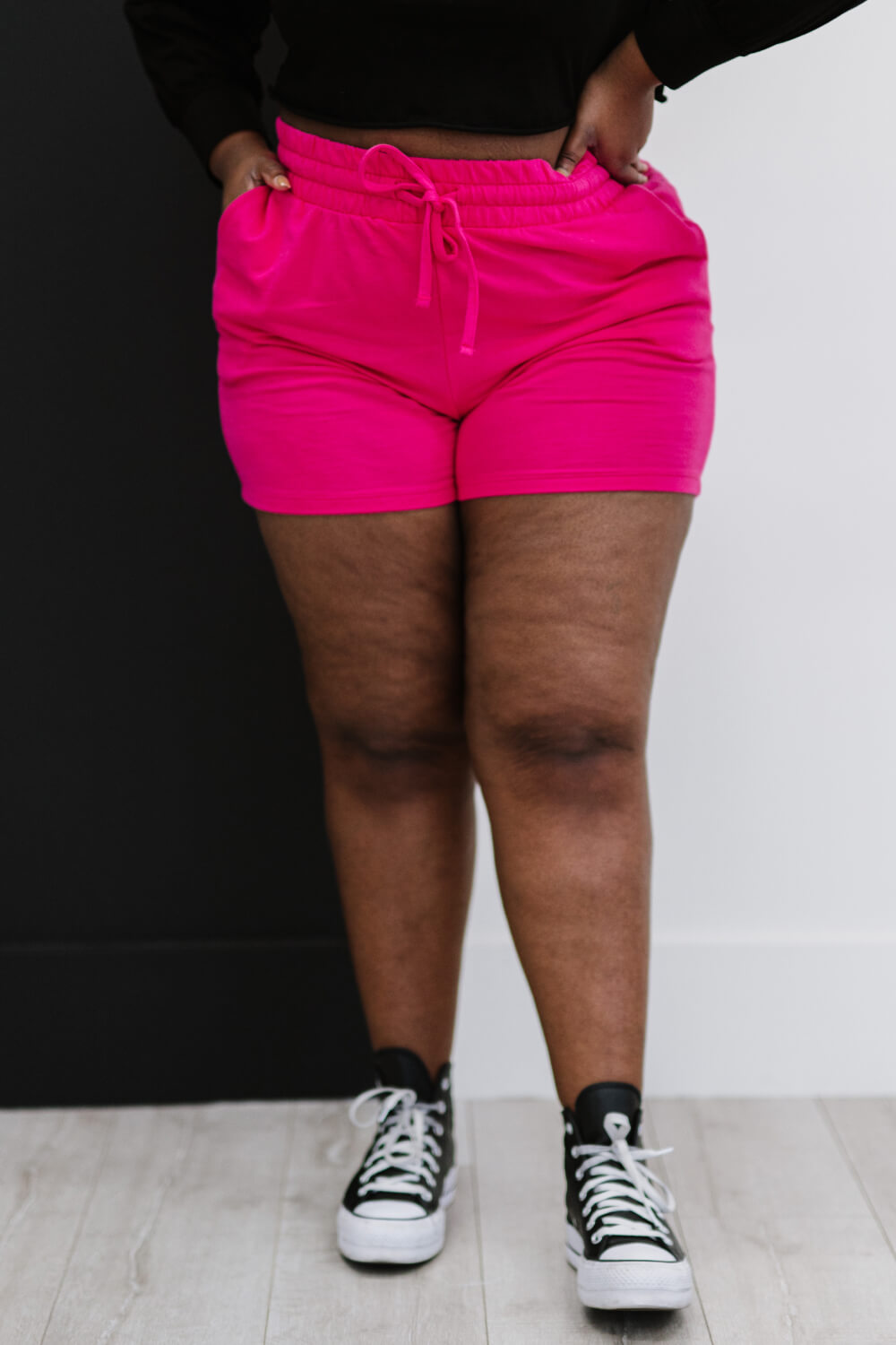 Zenana Just Chillin' Full Size Run Sweat Shorts in Pink